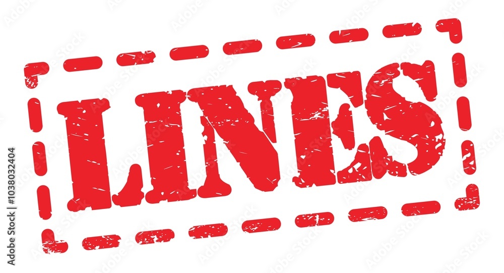 LINES text written on red stamp sign. LINES text written on red stamp sign.
