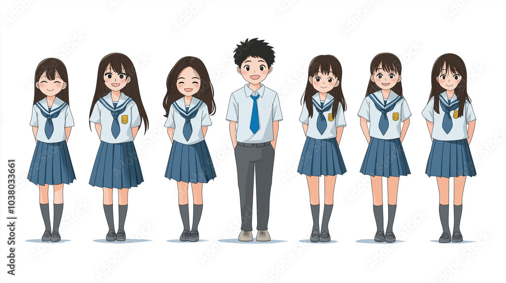 Obraz premium 高校生のイラスト