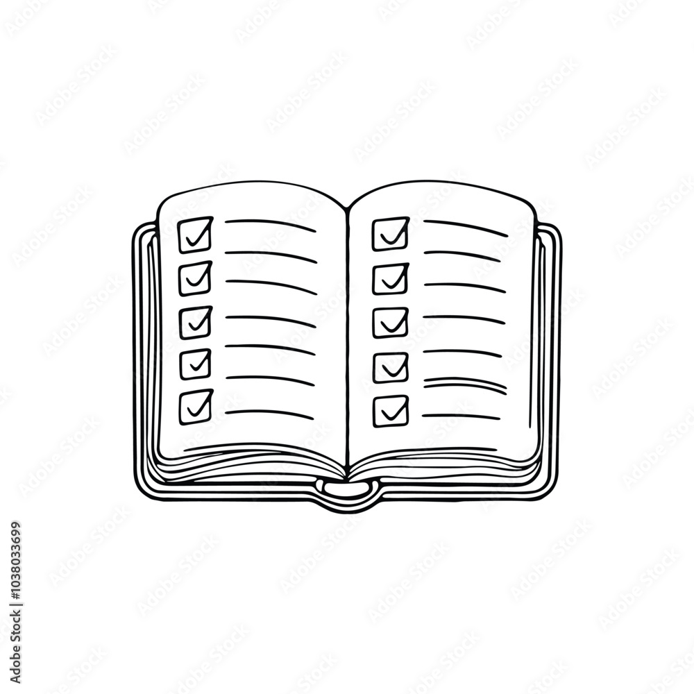 Illustration of an agenda book filled with check list Illustration of an agenda book filled with check list