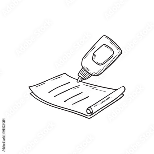 Illustration of an adhesive being applied to paper