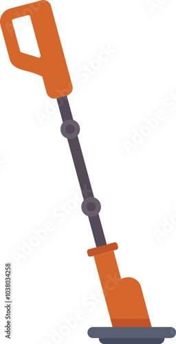 Illustration of an orange brush cutter standing on a white background