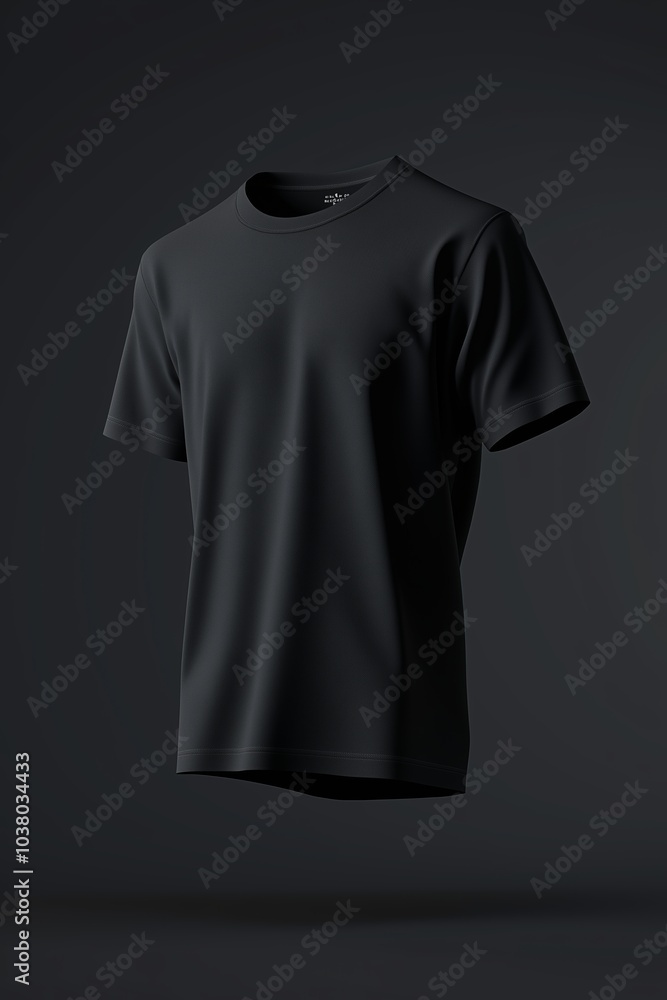 A Sleek Black T-Shirt Displayed in a Minimalistic Setting Emphasizing Its Modern Design and Texture in Natural Light A Sleek Black T-Shirt Displayed in a Minimalistic Setting Emphasizing Its Modern Design and Texture in Natural Light
