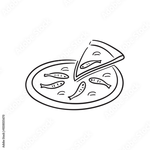 Illustration of Show anchovies placed on a pizza