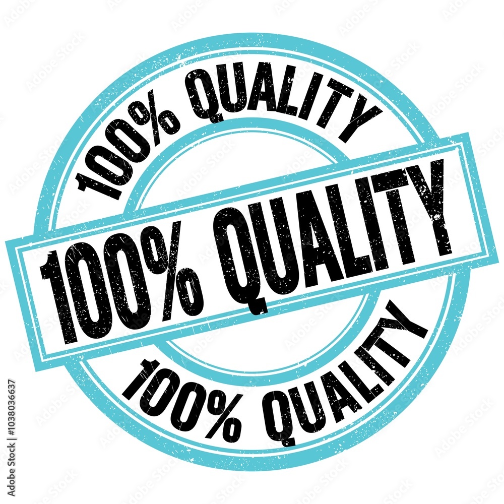 Obraz premium 100% QUALITY text on blue-black round stamp sign