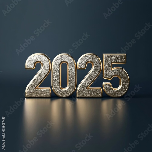 Glittering numbers representing the upcoming year 2025 set against a dark bac...