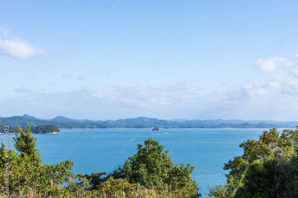 日本の岡山県瀬戸内市の前島のとても美しい風景 日本の岡山県瀬戸内市の前島のとても美しい風景