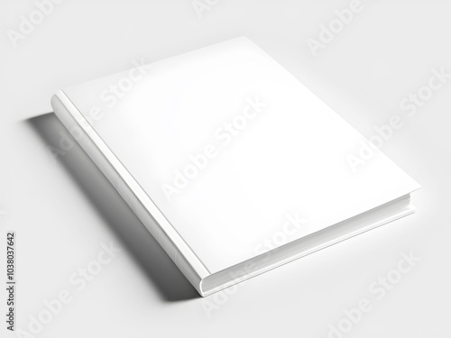 A4 book hard cover mock up with blank cover. Journal template design. Textbook with copy space against white background