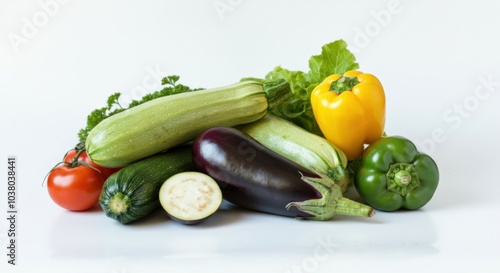 Assorted fresh vegetables on a white background