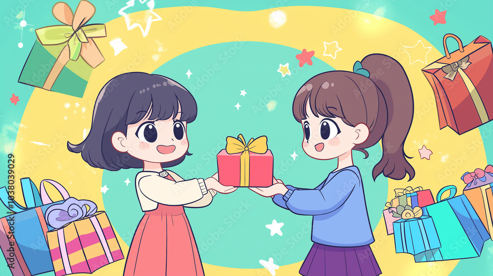 女性が美しく梱包されたギフト商品を受け渡す瞬間を描いています。心温まる贈り物のやり取りは、ショッピングの喜びや感謝の気持ちを表現。特別な日のためのプレゼント交換や、友達へのサプライズギフトとして、心に残る体験を提供します。丁寧に包装された商品は、贈り物の魅力を引き立て、女性同士の絆を深める大切なシーンです。 女性が美しく梱包されたギフト商品を受け渡す瞬間を描いています。心温まる贈り物のやり取りは、ショッピングの喜びや感謝の気持ちを表現。特別な日のためのプレゼント交換や、友達へのサプライズギフトとして、心に残る体験を提供します。丁寧に包装された商品は、贈り物の魅力を引き立て、女性同士の絆を深める大切なシーンです。