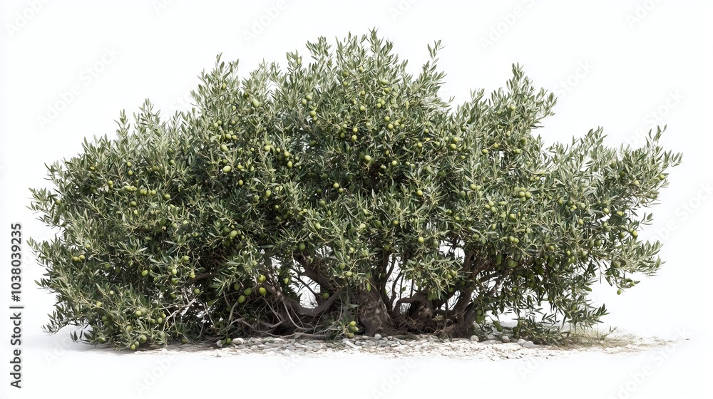 Olive bush on white background
