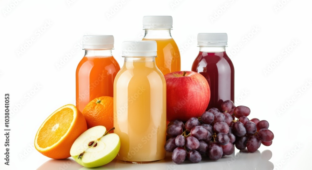 Bottles of Juice with Fresh Fruits Bottles of Juice with Fresh Fruits