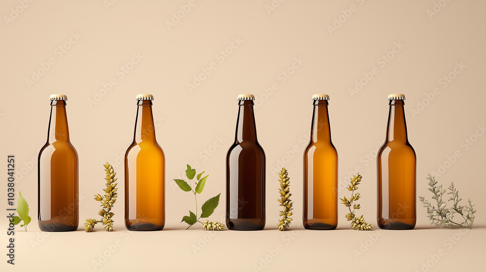 Local Beer Bottles on Neutral Background