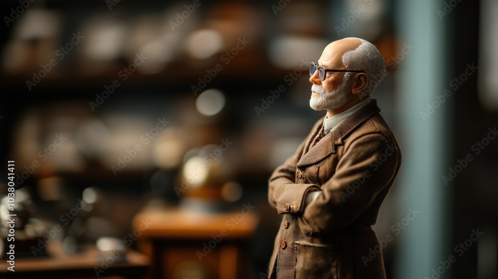 A detailed figurine of an elderly man in a scholarly setting, exuding wisdom and contemplation. A detailed figurine of an elderly man in a scholarly setting, exuding wisdom and contemplation.