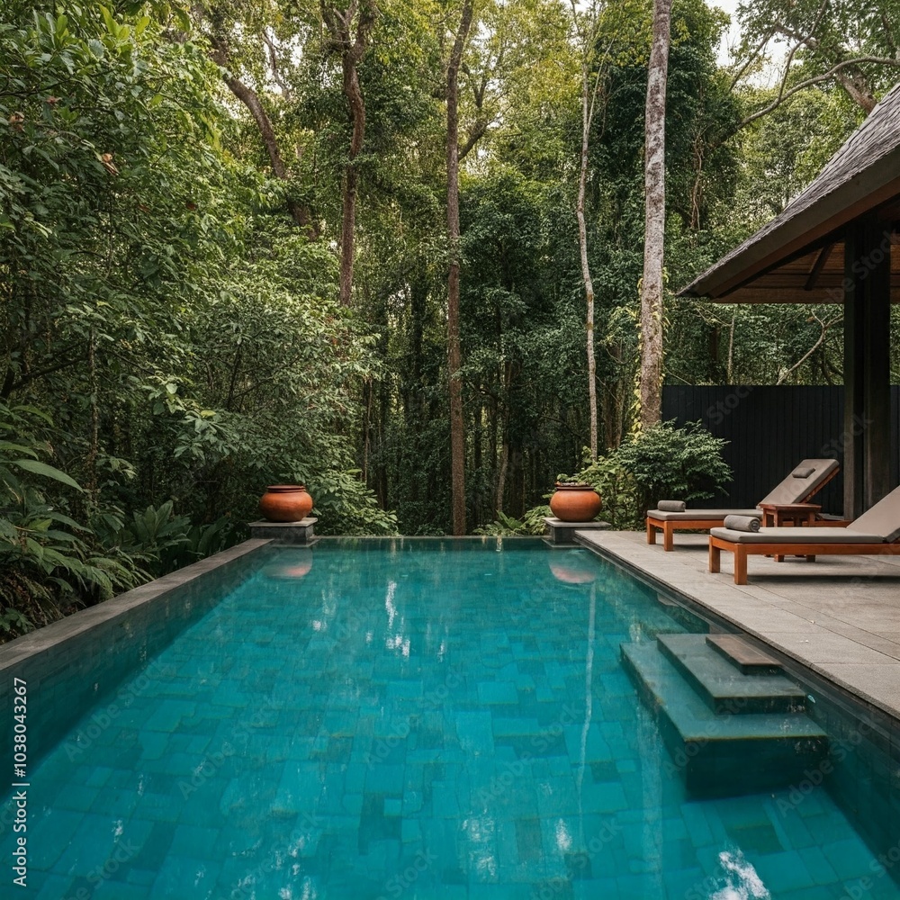 Obraz premium Natural Aesthetic Pool Retreat