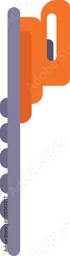 This flat vector illustration depicts an electric hedge trimmer for gardening and landscaping work