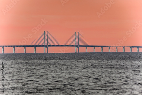 Oresund,Bridge,Øresundsbroen,world's longest cable-stayed bridge,connecting Copenhagen with Malmö,Denmark,Sweden, Europe photo