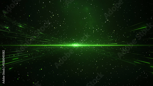 A digital background features vivid lime green radial patterns set against a dark gradient, exuding vibrant energy