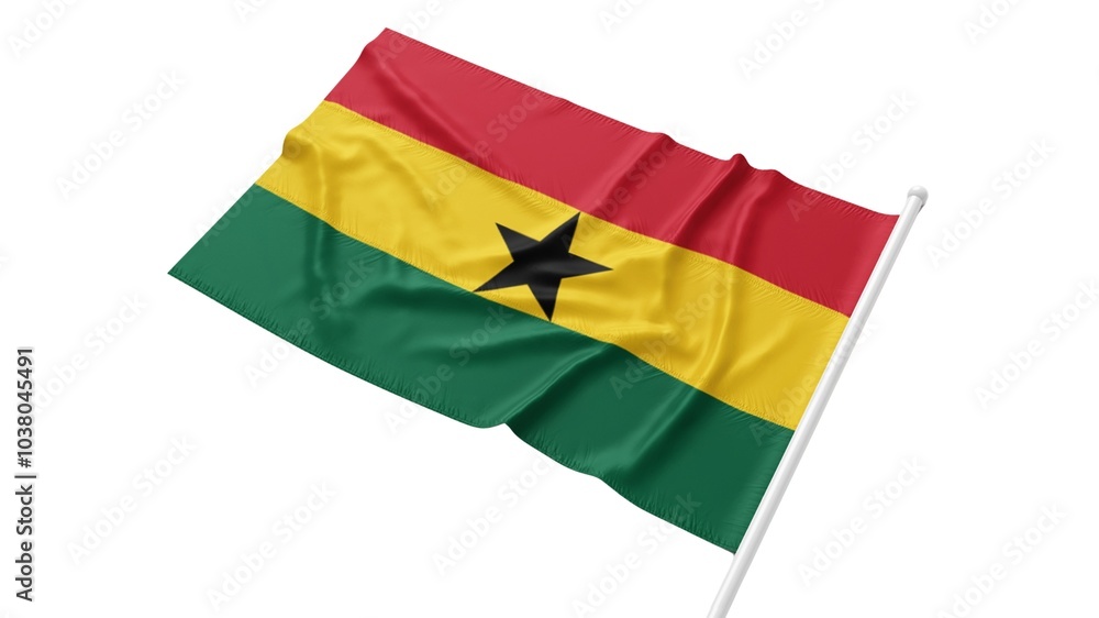 Republic of Ghana national flag isolated on white background.