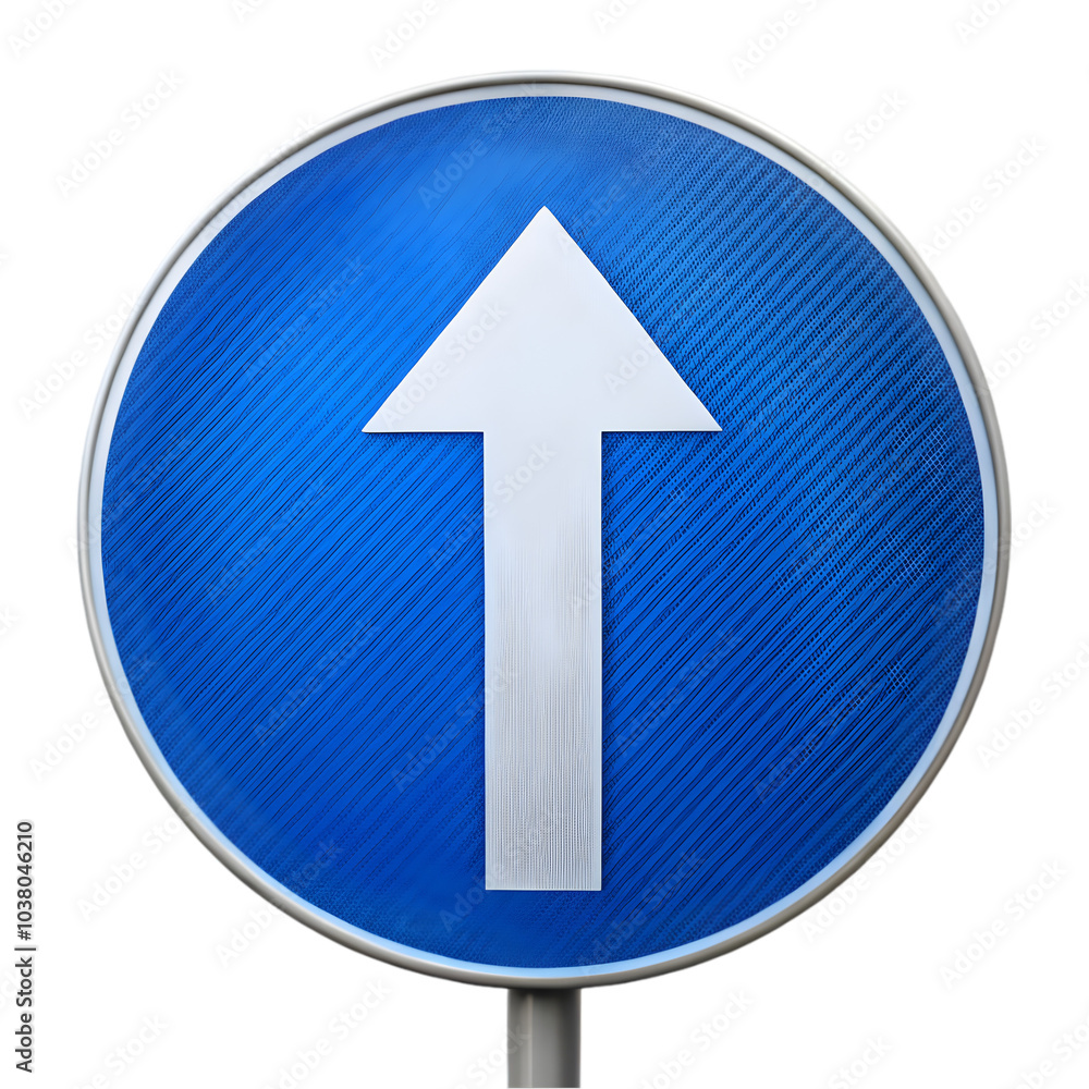 round blue traffic sign with a directional arrow isolated on transparent background round blue traffic sign with a directional arrow isolated on transparent background