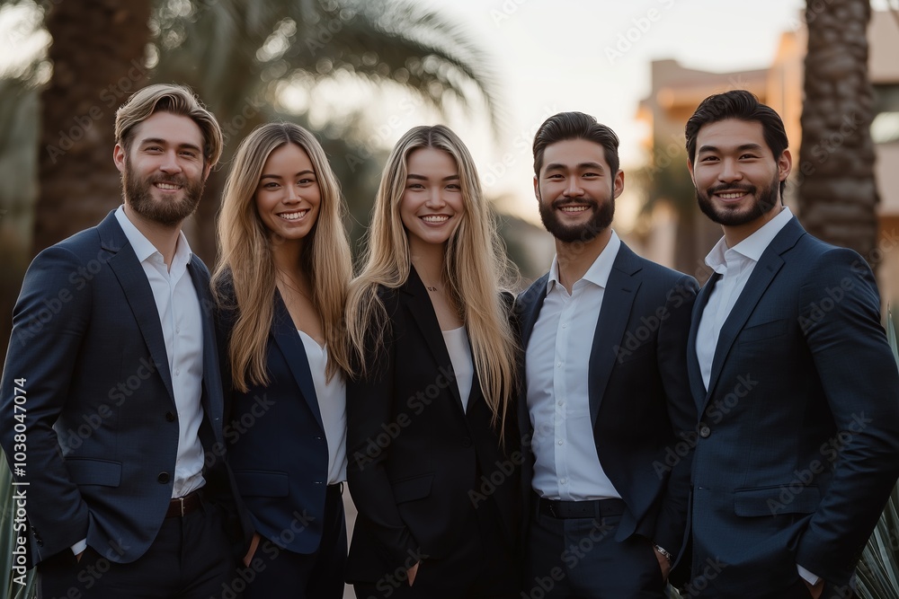 Confident Business Team in Formal Attire with Crossed Arms Confident Business Team in Formal Attire with Crossed Arms