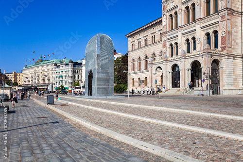 Photography Boulevard Strandvägen, prestigious residential and commercial buildings, waterfr