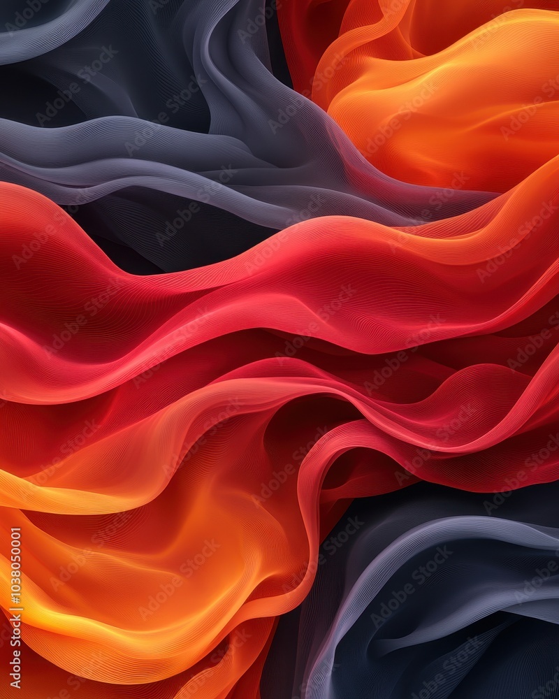 Obraz premium Abstract Swirling Gradient of Red, Orange, and Black, Dynamic and Textural