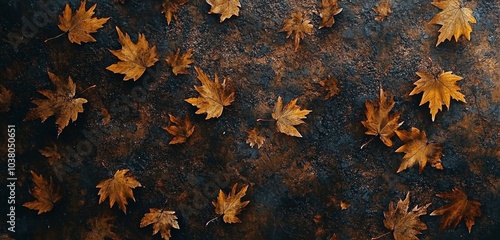 Fall leaves cover the ground in a forest during autumn as nature prepares for...