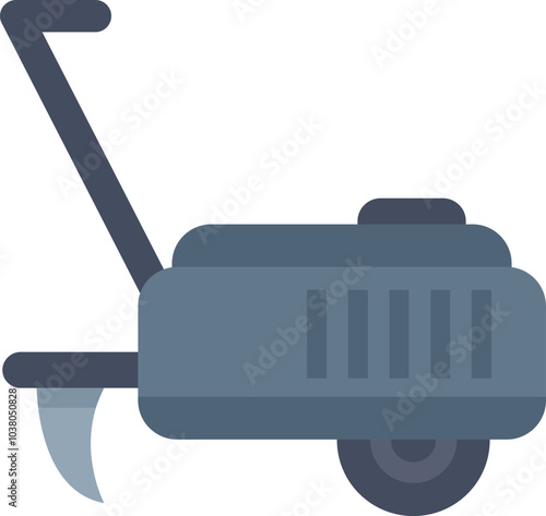 Blue cultivator tilling soil for agriculture and farming