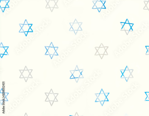 a vector wallpaper with repeating pattern of a blue stars of david on white background