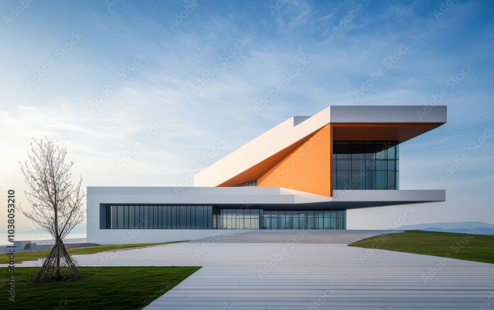 Fototapeta premium Minimalist modern architecture and spatial structure