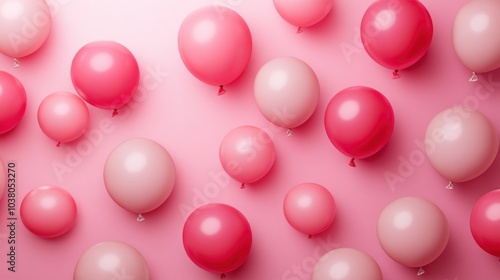 Wallpaper Mural Floating Pink Balloons Against Soft Pastel Background Creating Cheerful Atmosphere Torontodigital.ca