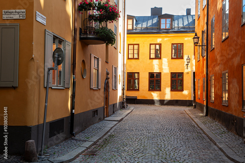 Photography Alleyway in the Historic town Gamla Stan,Stockholm,Sweden, Scandinavia, Europe