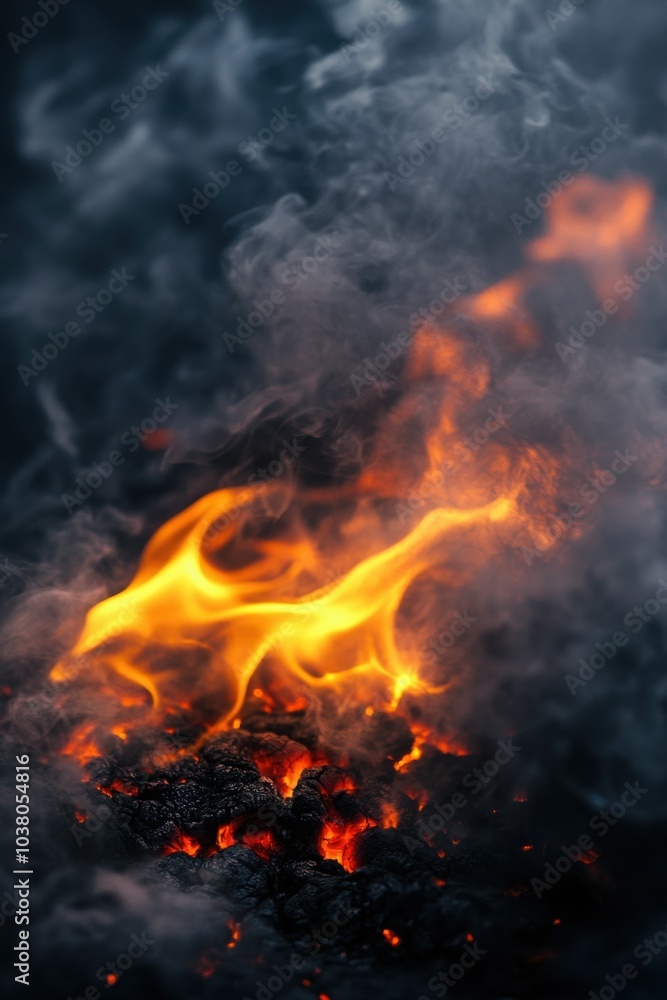 Close-up of bright flames and glowing embers with dense smoke rising. The image features intense fire with orange flames and dark charcoal, creating a dramatic scene.
Close-up of bright flames and glowing embers with dense smoke rising. The image features intense fire with orange flames and dark charcoal, creating a dramatic scene.