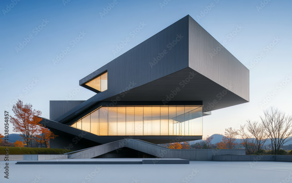 Fototapeta premium Minimalist modern architecture and spatial structure