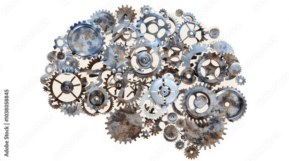 a series of interconnected gears and cogs embedded within the structure of a human brain, turning in unison to represent the harmony and synchronization of thoughts and ideas a series of interconnected gears and cogs embedded within the structure of a human brain, turning in unison to represent the harmony and synchronization of thoughts and ideas