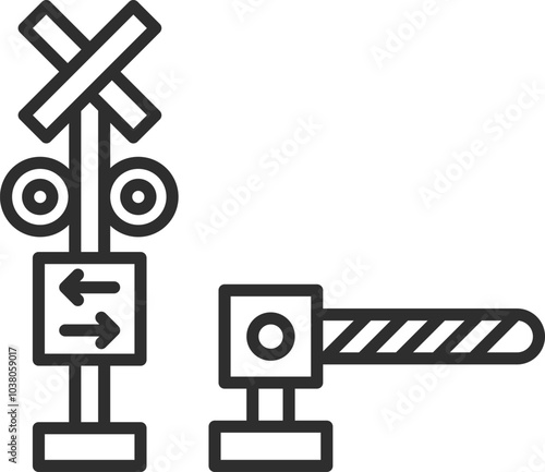 線画駅関連の単品アイコン　踏切
