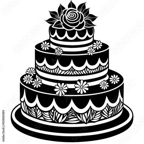 wedding cake illustration silhouette 
