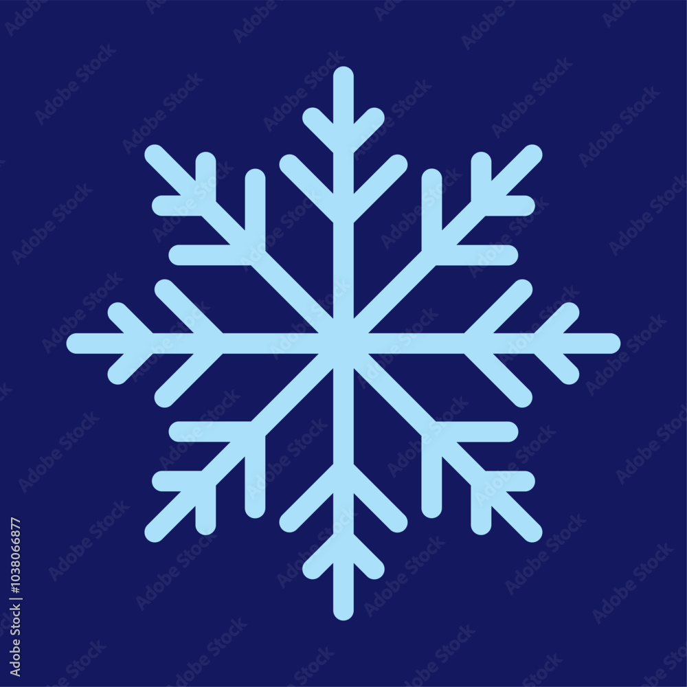 Simple single Snowflake icon sign symbol vector illustration isolated on blue background. Christmas icon. Abstract snow logo frost cold weather. Winter precipitation. Flat blue snowflake symbol EPS 10 Simple single Snowflake icon sign symbol vector illustration isolated on blue background. Christmas icon. Abstract snow logo frost cold weather. Winter precipitation. Flat blue snowflake symbol EPS 10