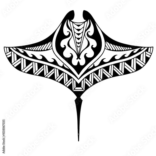 Stingray polynesian tattoo design. Aboriginal samoan style. illustration EPS10