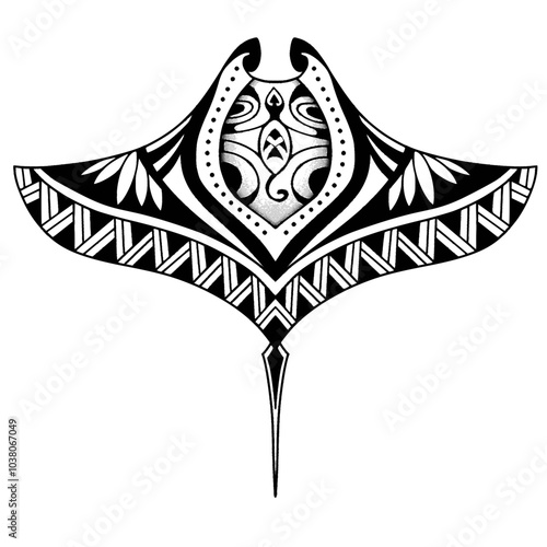 Stingray polynesian tattoo design. Aboriginal samoan style. illustration EPS10