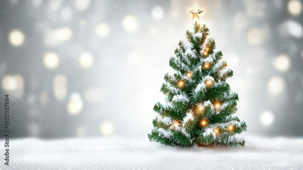 glowing Christmas tree adorned with twinkling lights stands in snowy park, creating magical winter atmosphere. scene evokes feelings of joy and celebration glowing Christmas tree adorned with twinkling lights stands in snowy park, creating magical winter atmosphere. scene evokes feelings of joy and celebration