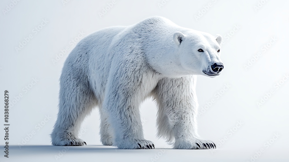 Fototapeta premium Fierce Polar Bear Staring Across Icy Tundra in Arctic Image