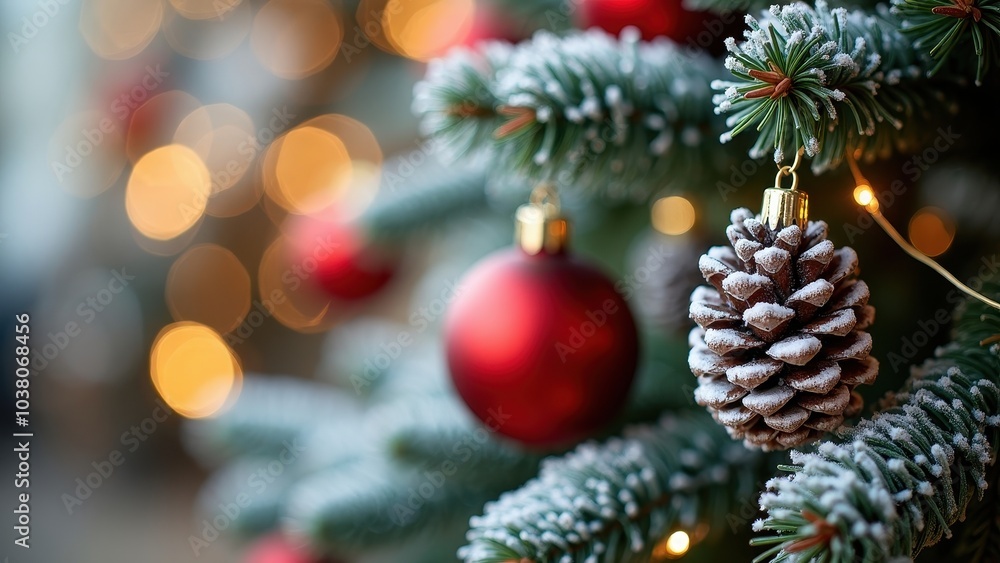 Festive Holiday Decor with Pine Cones and Ornaments Festive Holiday Decor with Pine Cones and Ornaments