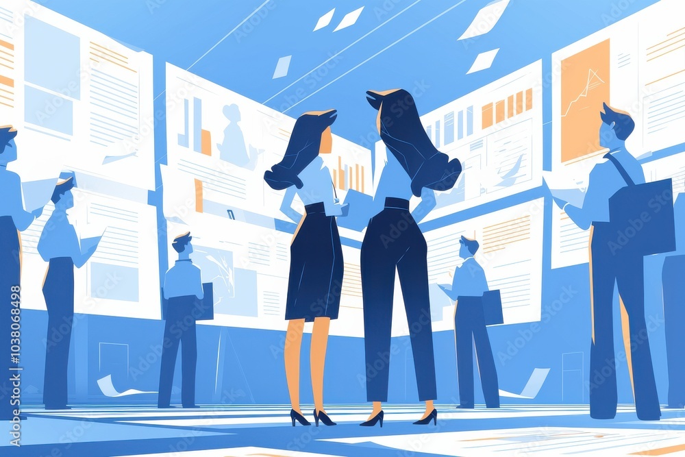 Obraz premium Dynamic Team Collaboration in a Modern Office Space