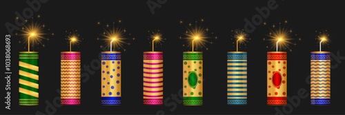 Set of Diwali, crackers, Fireworks, crackers background, Diwali crackers, PNG. And. transparent background.
