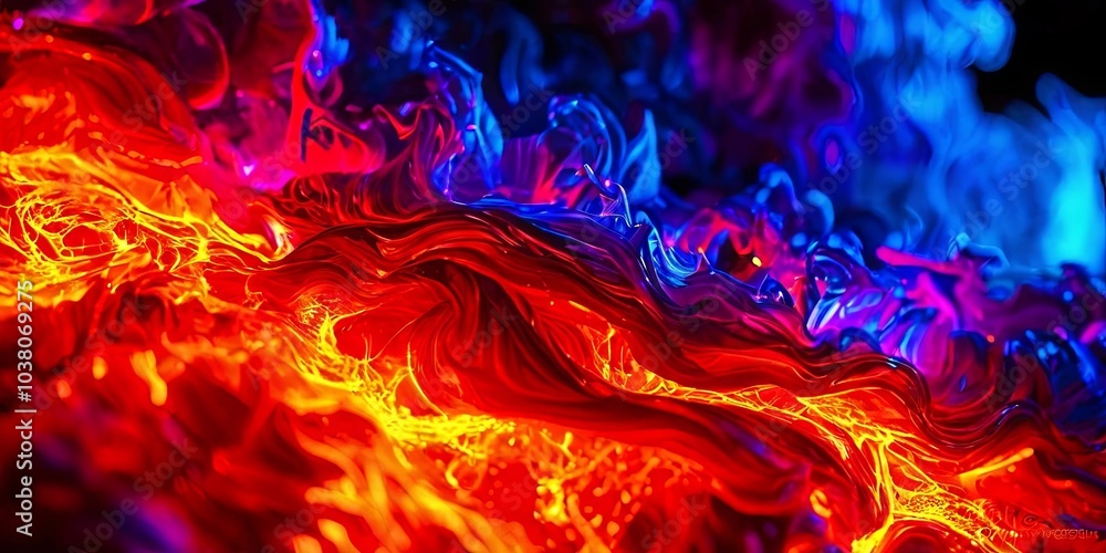 A colorful, abstract image of flames with a red and blue hue A colorful, abstract image of flames with a red and blue hue