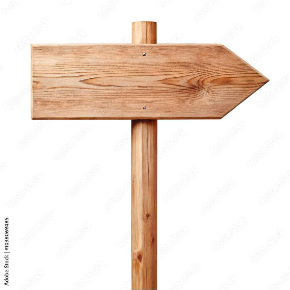 Fototapeta premium wooden arrow sign post or road signpost isolated on transparent background