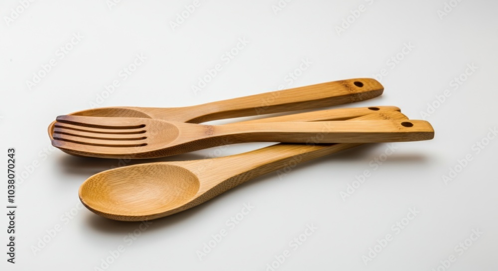 Wooden Spoons on White Background Wooden Spoons on White Background