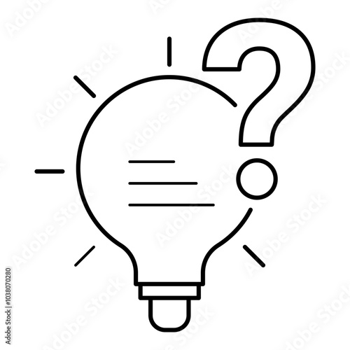 Idea Inquiry Icon – A Light Bulb with a Question Mark, Denoting Curiosity and the Search for New Ideas