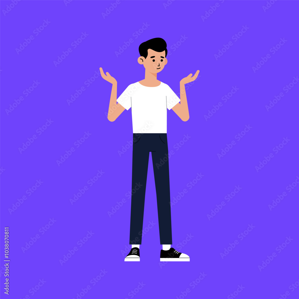 young confused standing vector eps illustration young confused standing vector eps illustration